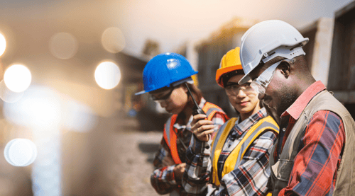 Engineering team standing in site